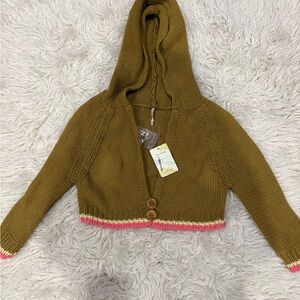 Free People Hooded Cardigan - Brown and Pink